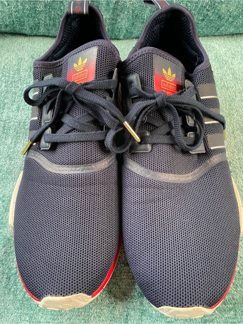 adidas Los Angeles Men’s Navy Mesh Sneakers with Red Tongue Accent Sz 12
